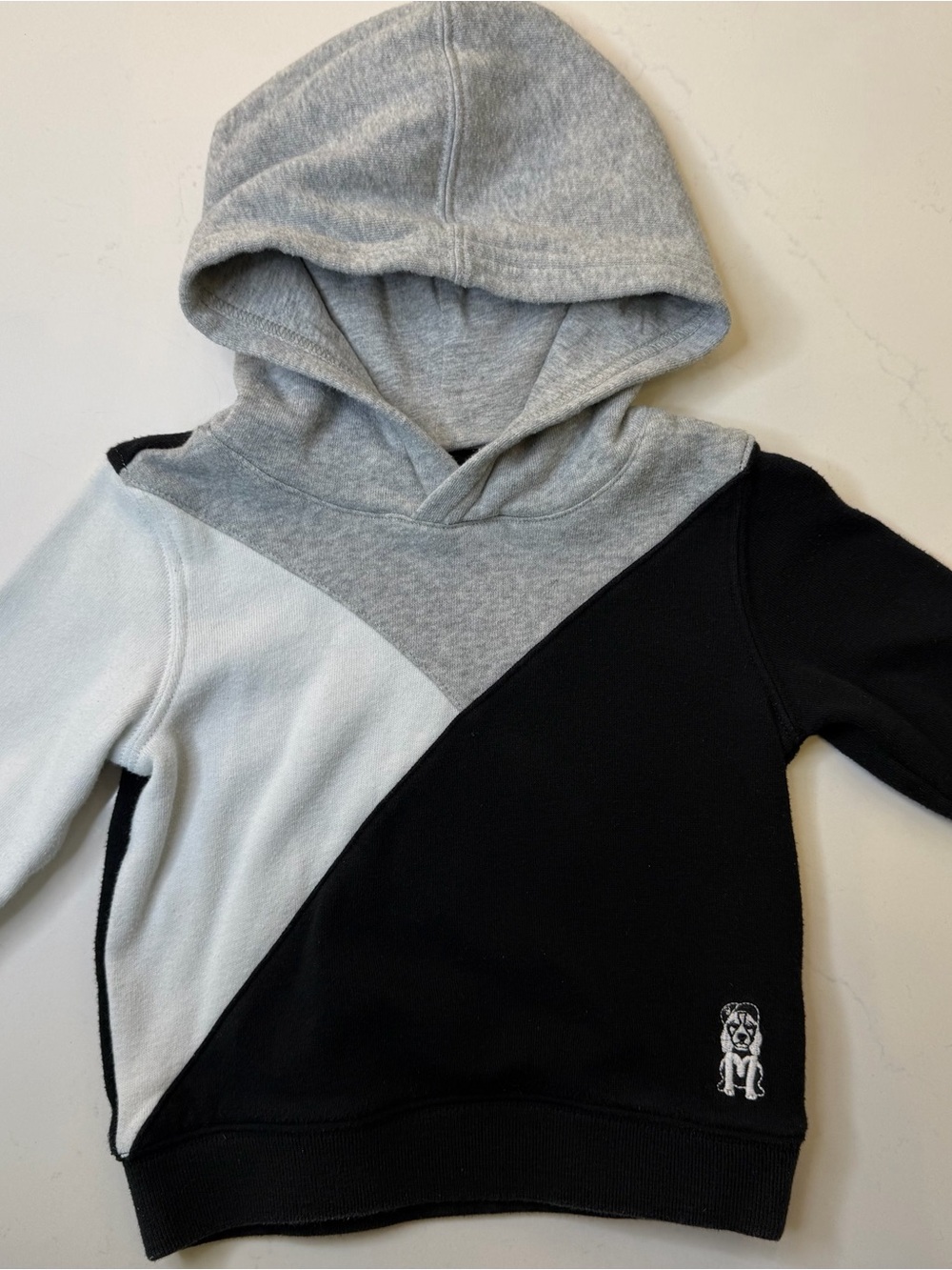 Janie and Jack Baby Colorblock Hoodie 6-12M Black Gray White Bulldog